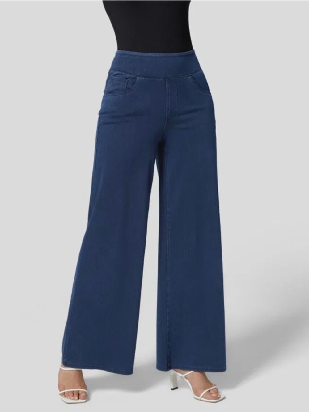 Halara Flex High Waisted Pockets Wide Leg Loose Work Jeans - Blue - Size S/P